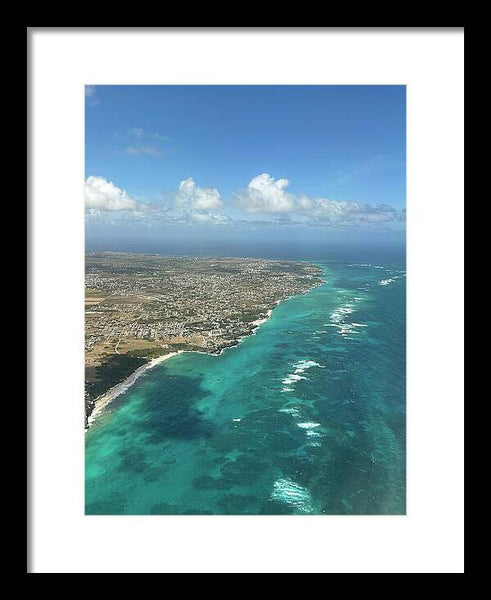 Aerial View of Caribbean Island Ocean - Framed Print