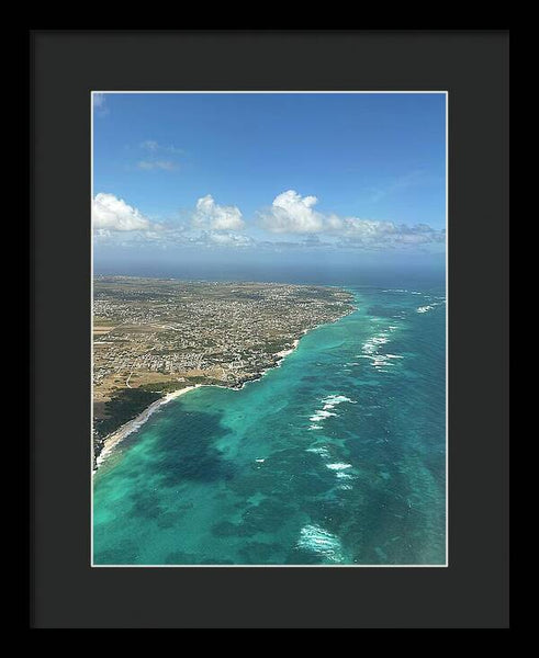 Aerial View of Caribbean Island Ocean - Framed Print