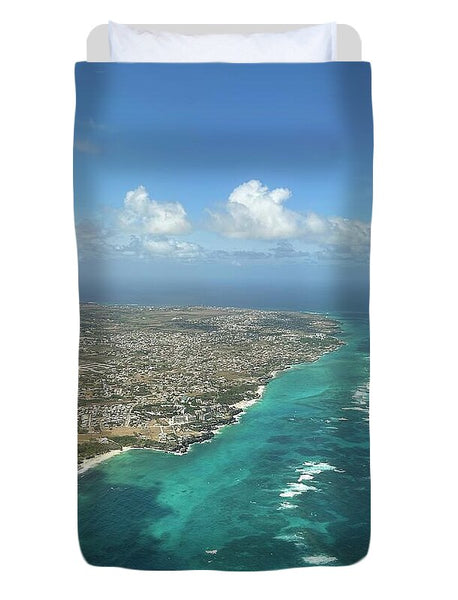 Aerial View of Caribbean Island Ocean - Duvet Cover