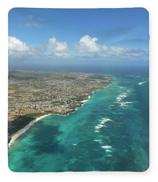 Aerial View of Caribbean Island Ocean - Blanket