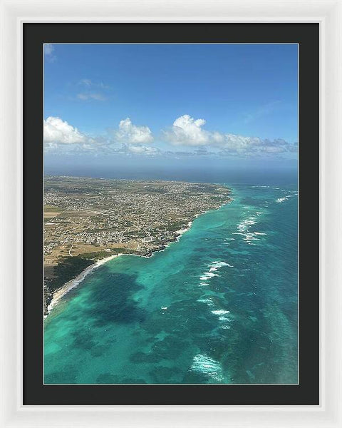 Aerial View of Caribbean Island Ocean - Framed Print
