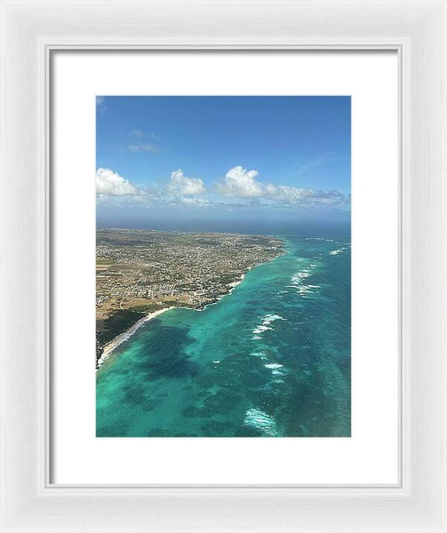 Aerial View of Caribbean Island Ocean - Framed Print