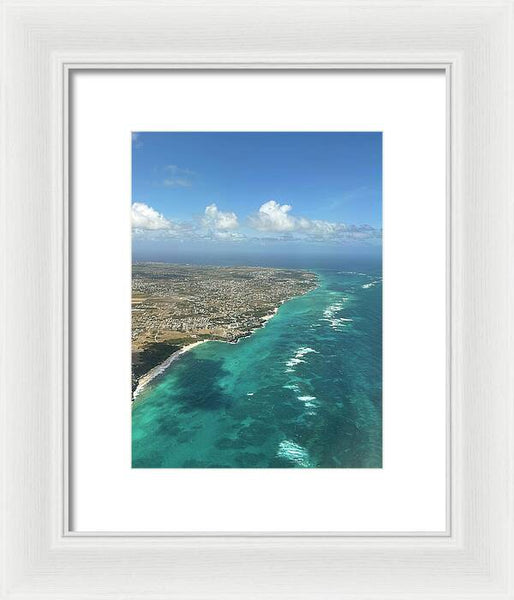 Aerial View of Caribbean Island Ocean - Framed Print