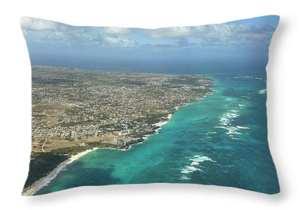Aerial View of Caribbean Island Ocean - Throw Pillow