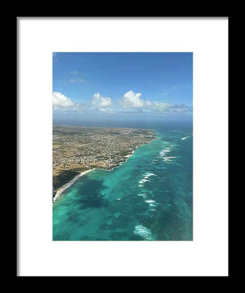 Aerial View of Caribbean Island Ocean - Framed Print