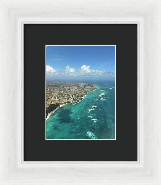 Aerial View of Caribbean Island Ocean - Framed Print