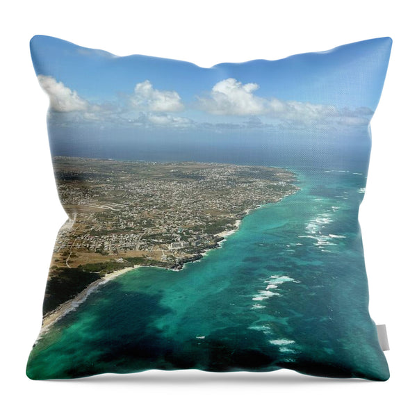 Aerial View of Caribbean Island Ocean - Throw Pillow
