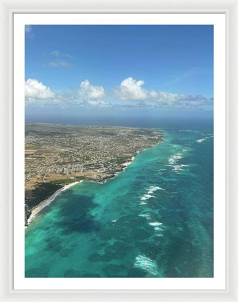 Aerial View of Caribbean Island Ocean - Framed Print