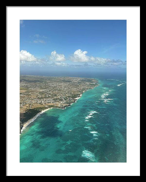 Aerial View of Caribbean Island Ocean - Framed Print
