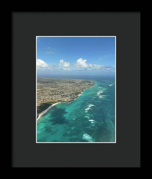 Aerial View of Caribbean Island Ocean - Framed Print