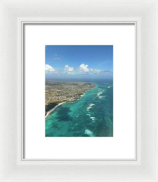 Aerial View of Caribbean Island Ocean - Framed Print