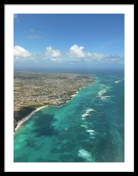 Aerial View of Caribbean Island Ocean - Framed Print