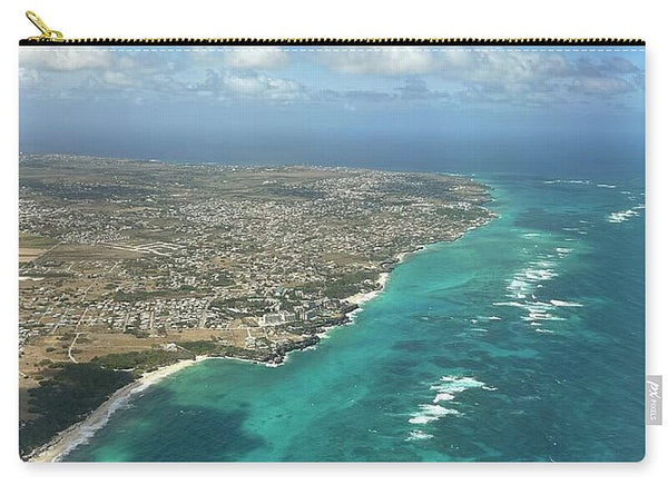 Aerial View of Caribbean Island Ocean - Zip Pouch