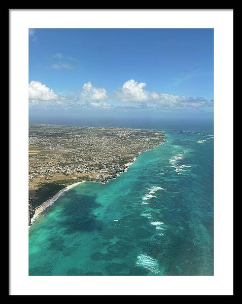 Aerial View of Caribbean Island Ocean - Framed Print