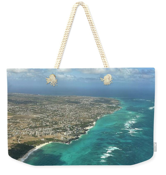 Aerial View of Caribbean Island Ocean - Weekender Tote Bag