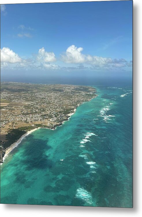 Aerial View of Caribbean Island Ocean - Metal Print