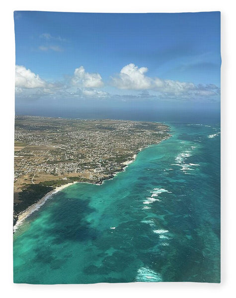 Aerial View of Caribbean Island Ocean - Blanket