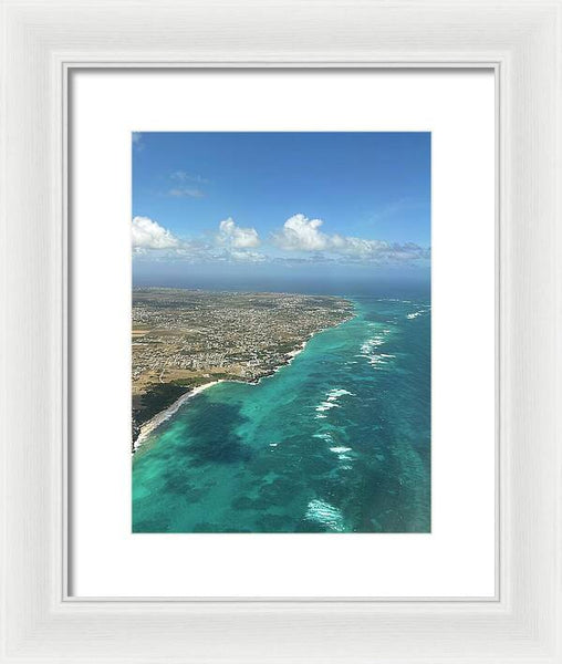 Aerial View of Caribbean Island Ocean - Framed Print