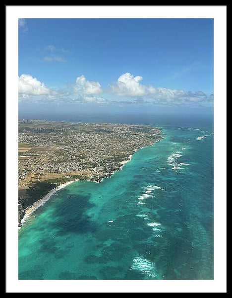 Aerial View of Caribbean Island Ocean - Framed Print