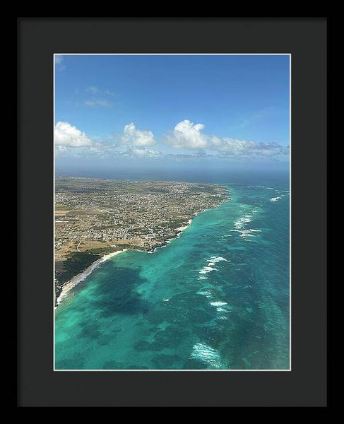 Aerial View of Caribbean Island Ocean - Framed Print
