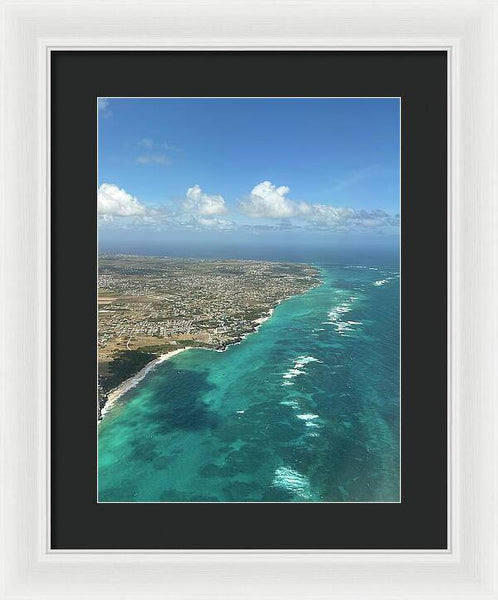 Aerial View of Caribbean Island Ocean - Framed Print