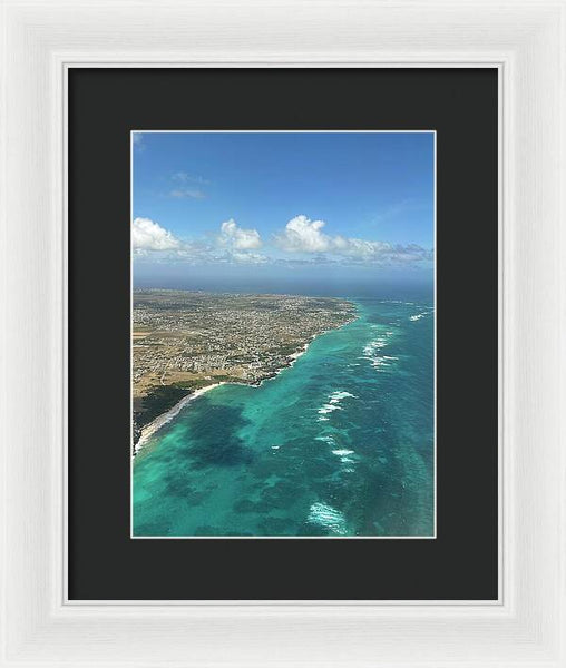Aerial View of Caribbean Island Ocean - Framed Print