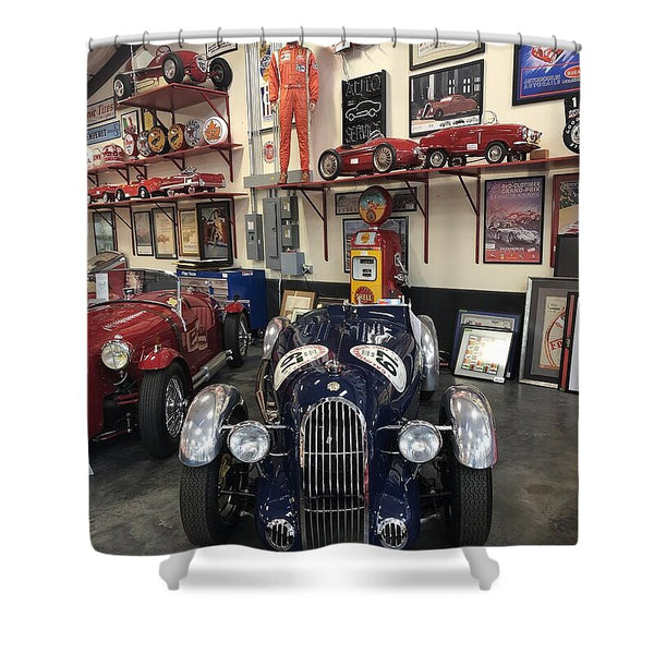 Classic Car Showroom Display MG - Shower Curtain
