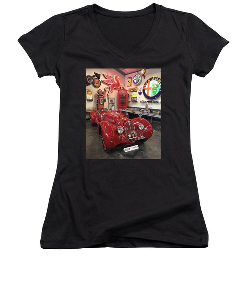 Classic Red Vintage Alfa Romeo - Women's V-Neck