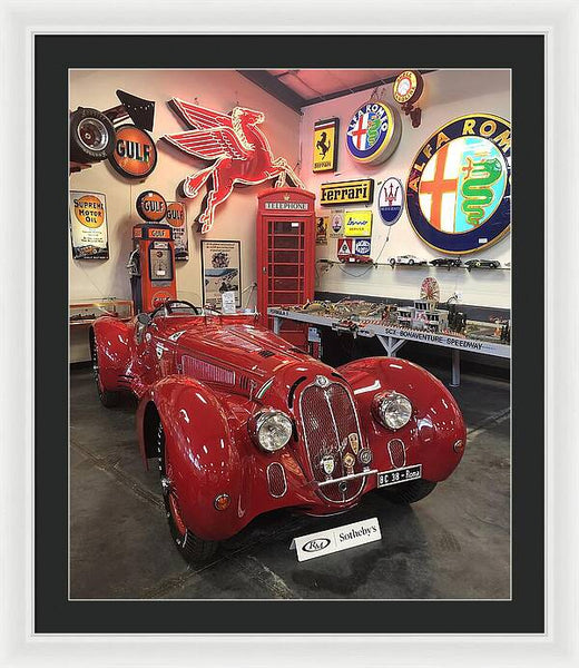 Classic Red Vintage Alfa Romeo - Framed Print