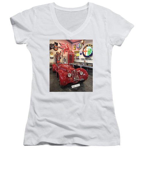 Classic Red Vintage Alfa Romeo - Women's V-Neck