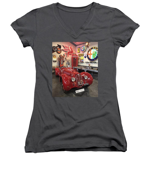 Classic Red Vintage Alfa Romeo - Women's V-Neck