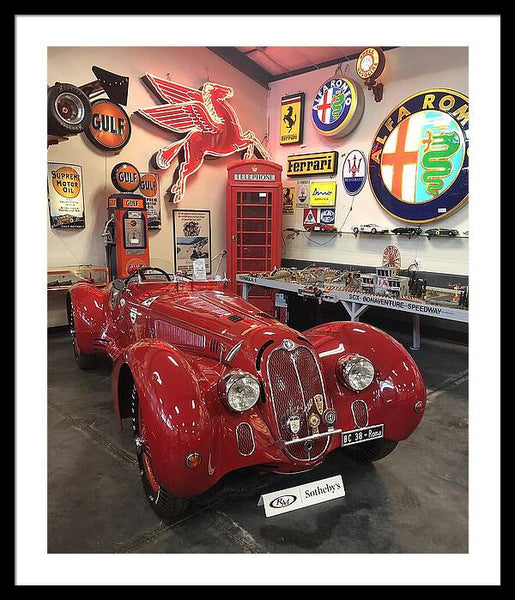Classic Red Vintage Alfa Romeo - Framed Print