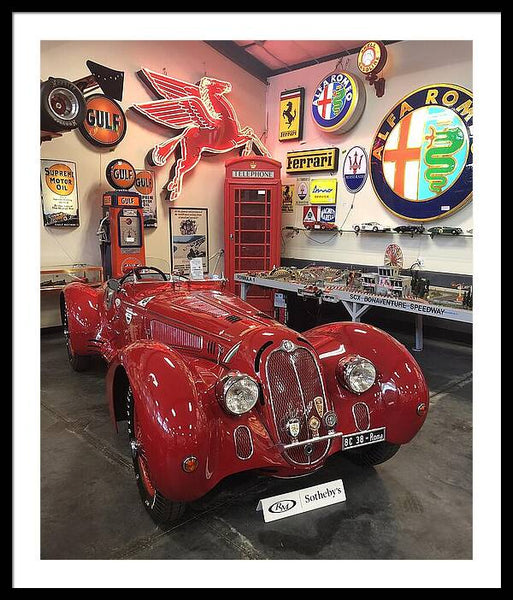 Classic Red Vintage Alfa Romeo - Framed Print