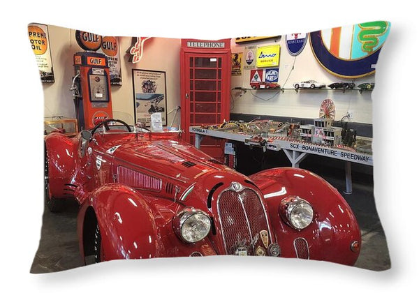 Classic Red Vintage Alfa Romeo - Throw Pillow