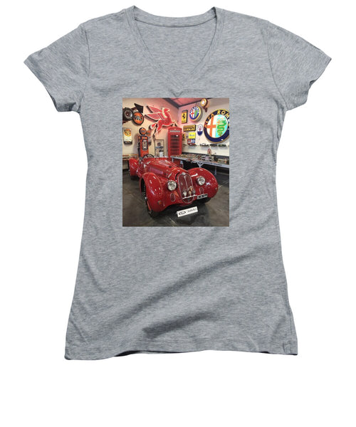 Classic Red Vintage Alfa Romeo - Women's V-Neck
