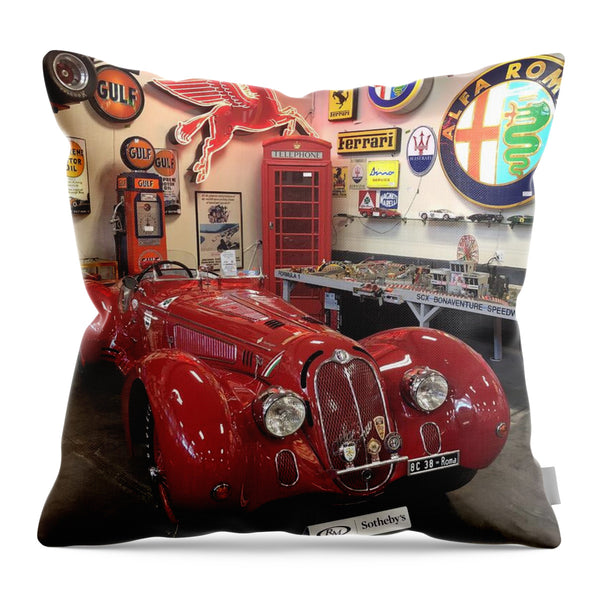 Classic Red Vintage Alfa Romeo - Throw Pillow