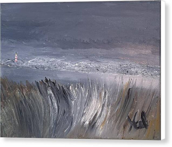 Coastal Lighthouse at Dusk during the Winter - Canvas Print