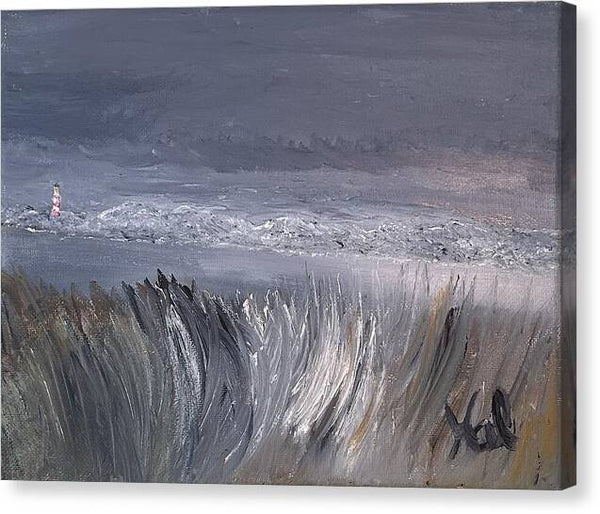 Coastal Lighthouse at Dusk during the Winter - Canvas Print