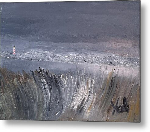 Coastal Lighthouse at Dusk during the Winter - Metal Print