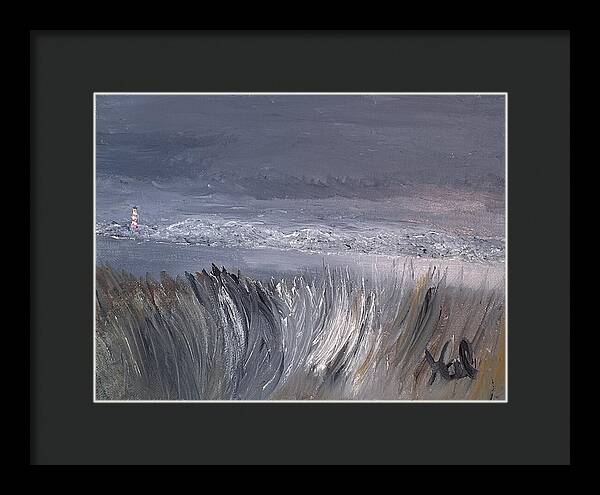 Coastal Lighthouse at Dusk during the Winter - Framed Print