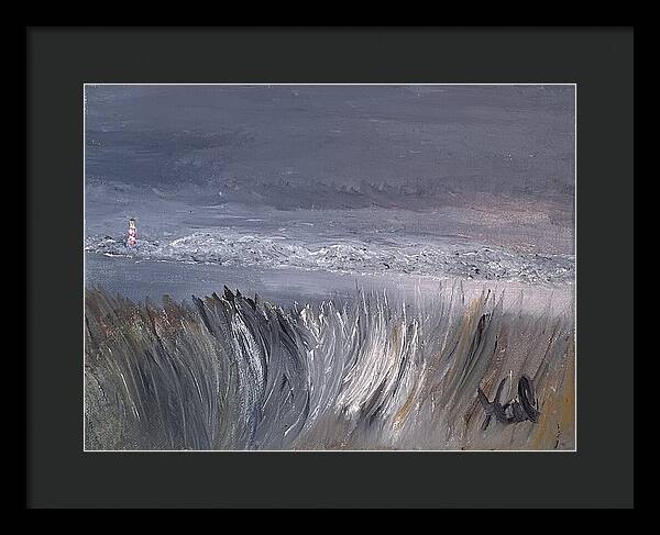 Coastal Lighthouse at Dusk during the Winter - Framed Print