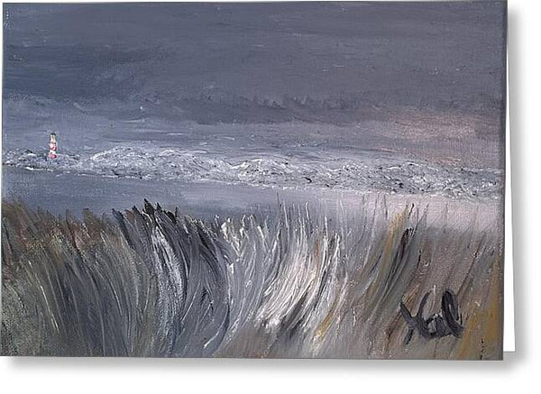 Coastal Lighthouse at Dusk during the Winter - Greeting Card