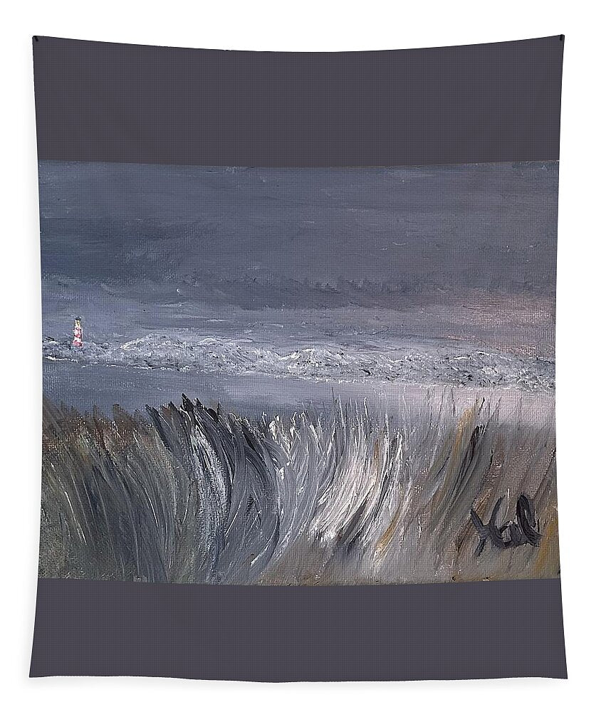 Coastal Lighthouse at Dusk during the Winter - Tapestry