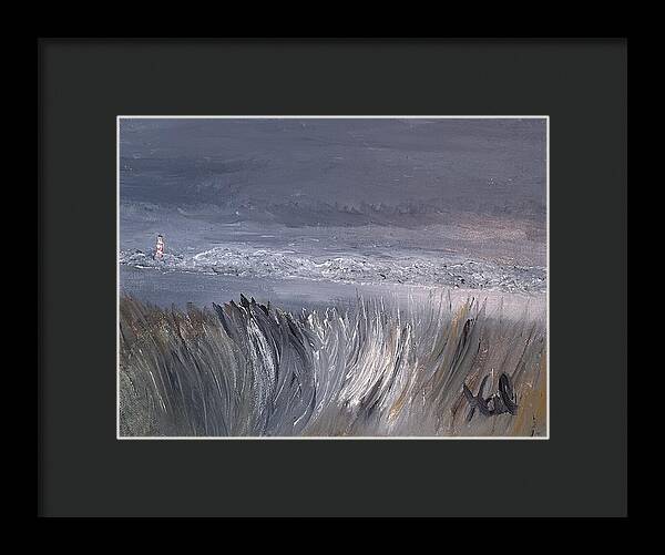 Coastal Lighthouse at Dusk during the Winter - Framed Print