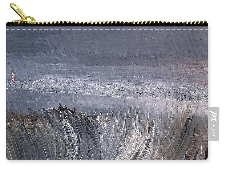 Coastal Lighthouse at Dusk during the Winter - Zip Pouch