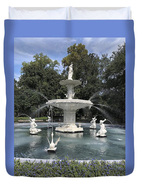 Forsythe Park Fountain Savannah Georgia - Duvet Cover
