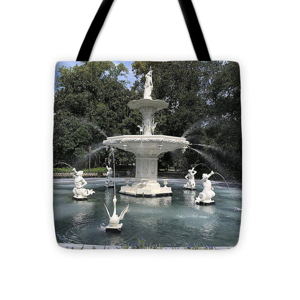 Forsythe Park Fountain Savannah Georgia - Tote Bag
