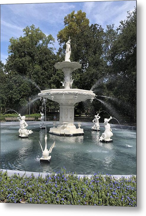 Forsythe Park Fountain Savannah Georgia - Metal Print