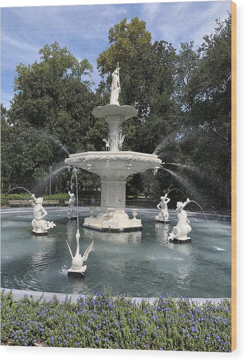Forsythe Park Fountain Savannah Georgia - Wood Print