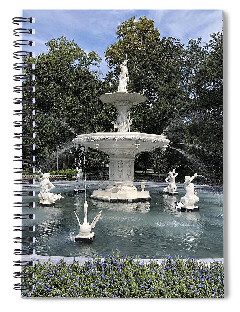 Forsythe Park Fountain Savannah Georgia - Spiral Notebook